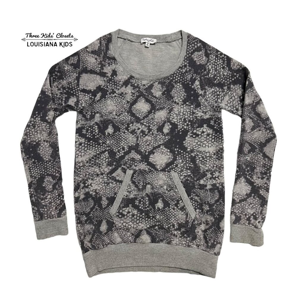 Splendid 7/8Y Grey Snake Skin Tunic Sweatshirt